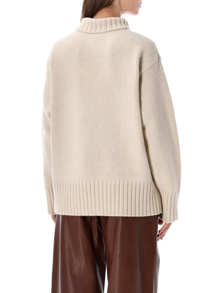 Róhe Wool-Cashmere Knit Sweater With Ribbed High Neck