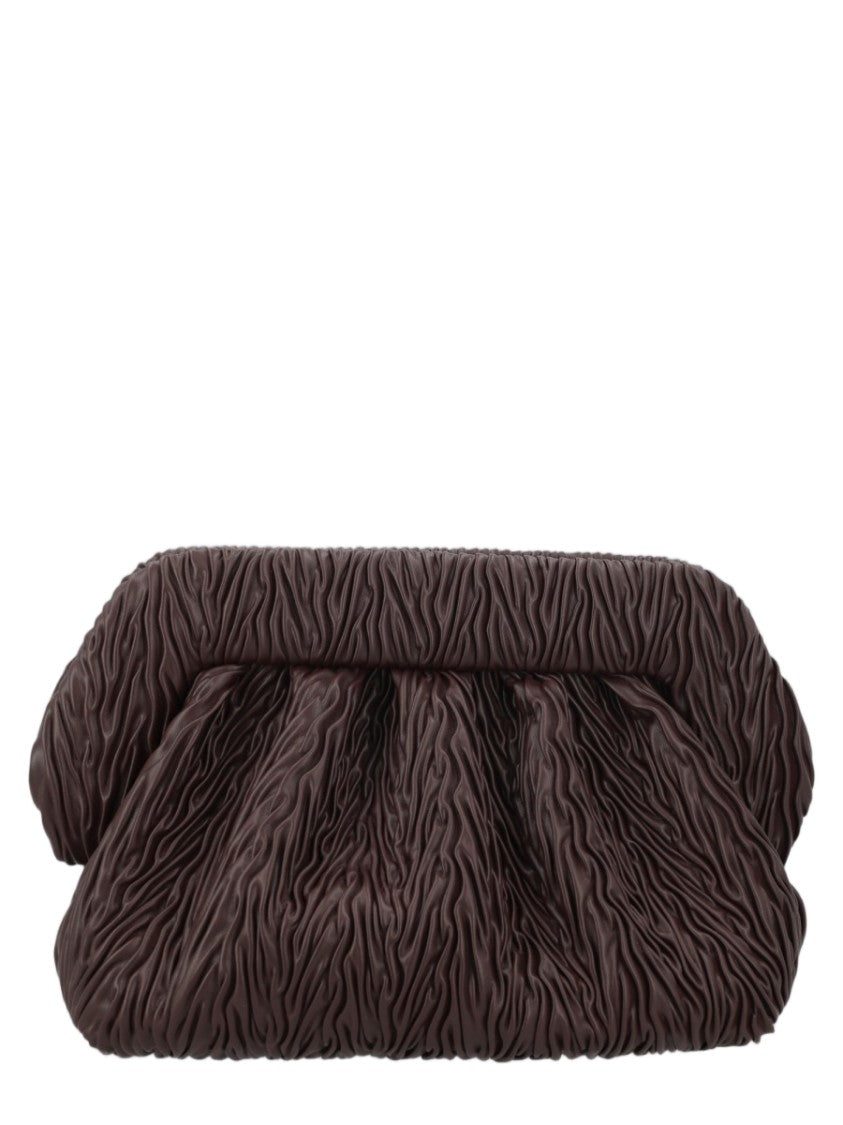 Themoirè Brown Ruched Wavy Pattern Handbag