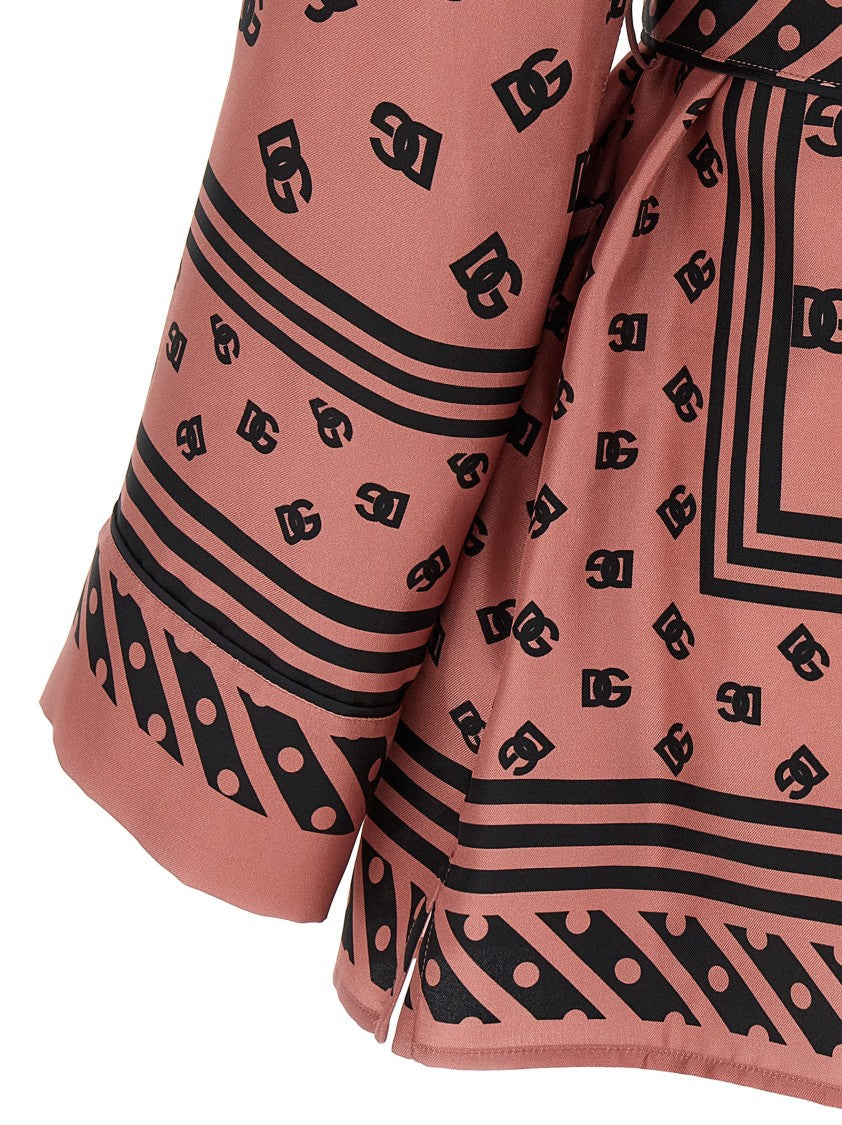 Dolce & Gabbana All-Over Dg Logo Scarf Print Silk Twill Shirt