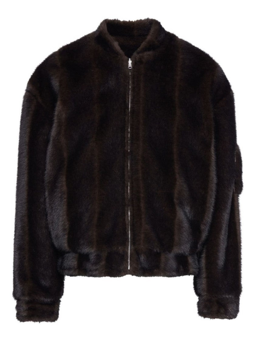 Mm6 By Maison Margiela Boxy Bomber Jacket In Plush Synthetic Fur