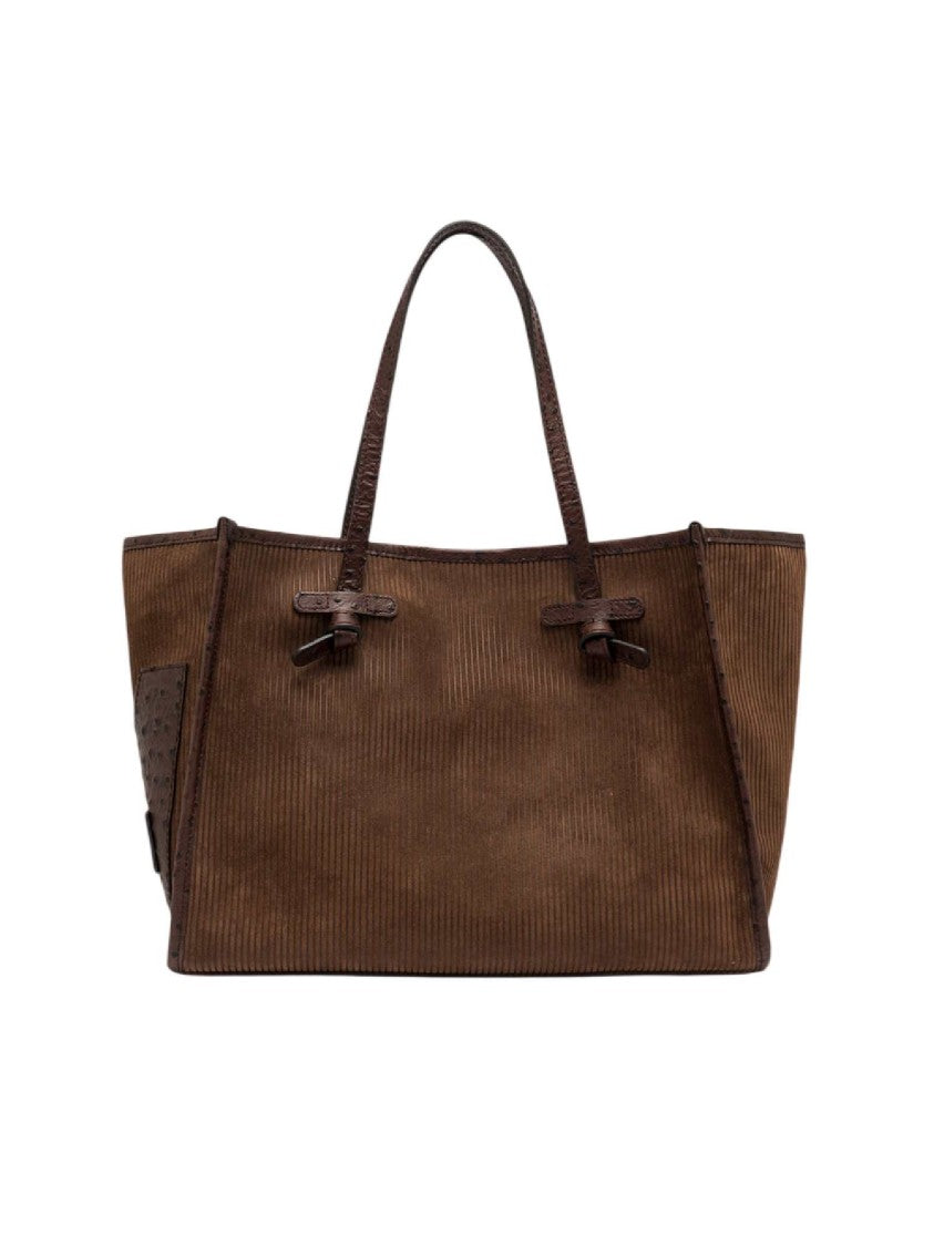 Gianni Chiarini Espresso Textured Ribbed Leather Tote Bag