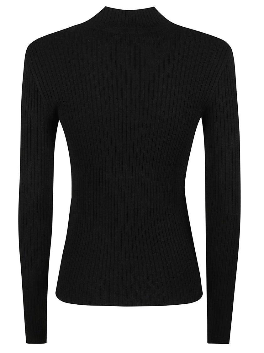 Courrèges Reedition Fitted Ribbed Mock Neck Sweater