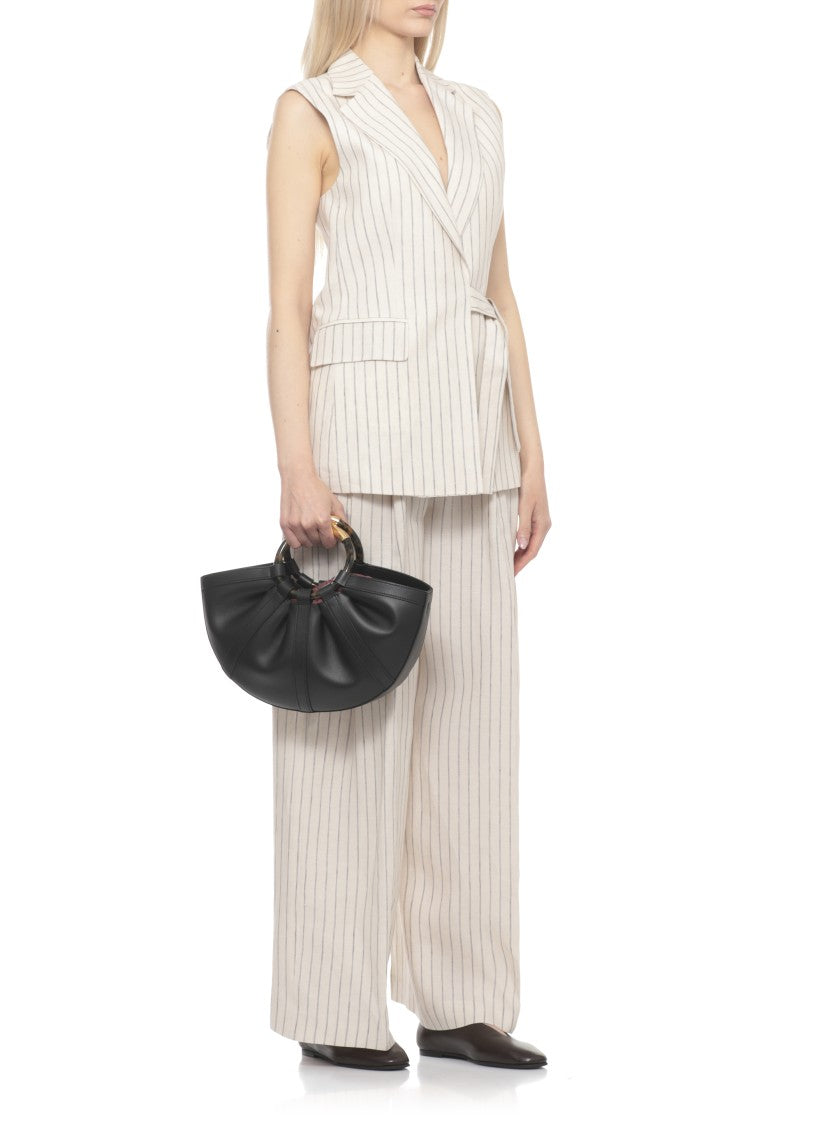 Coccinelle Medium Shoulder Bag With Pleated Detailing And Tortoiseshell Accents