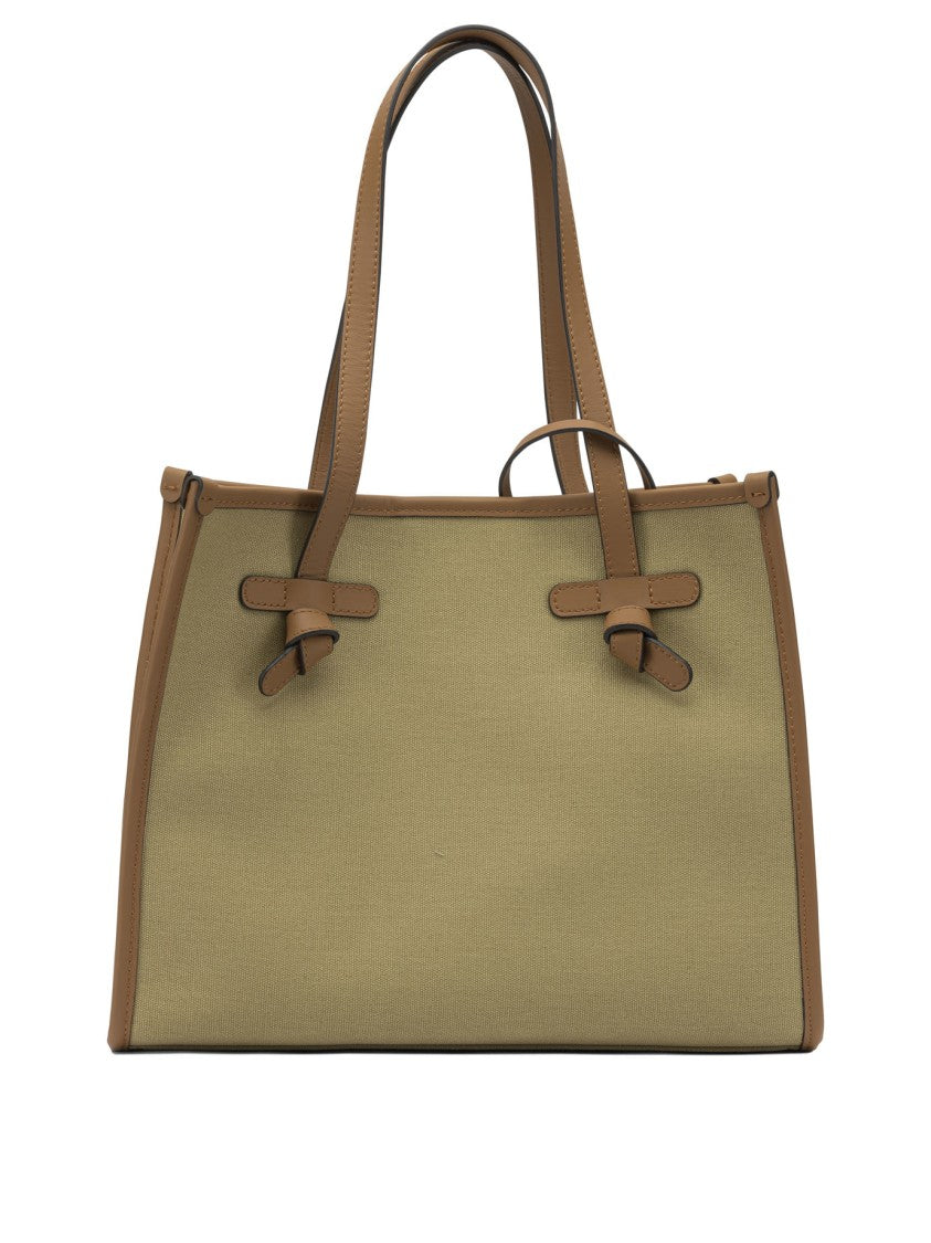Gianni Chiarini Structured Canvas Shoulder Bag With Leather Accents