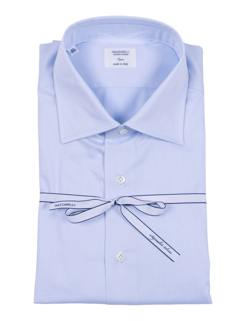 Mazzarelli Camicie Light Blue Slim Fit Cotton Shirt