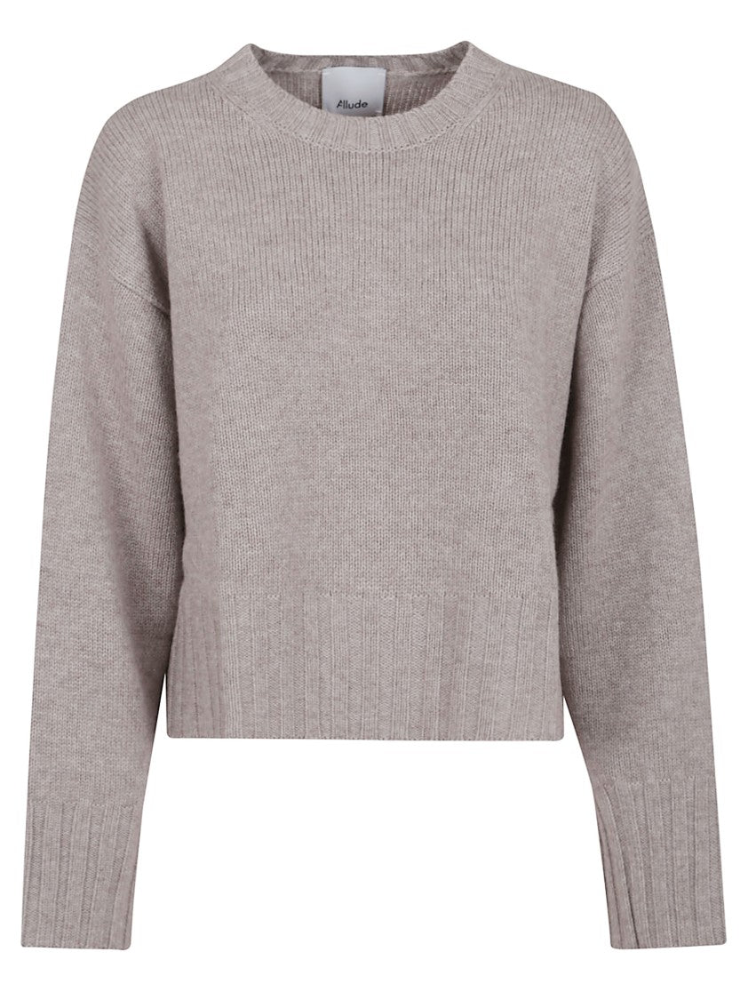 Allude Cropped Knit Sweater With Ribbed Detailing