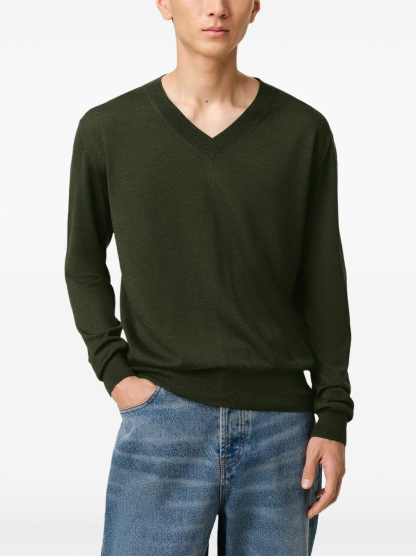 Ami Paris Moss Green V-Neck Sweatshirt