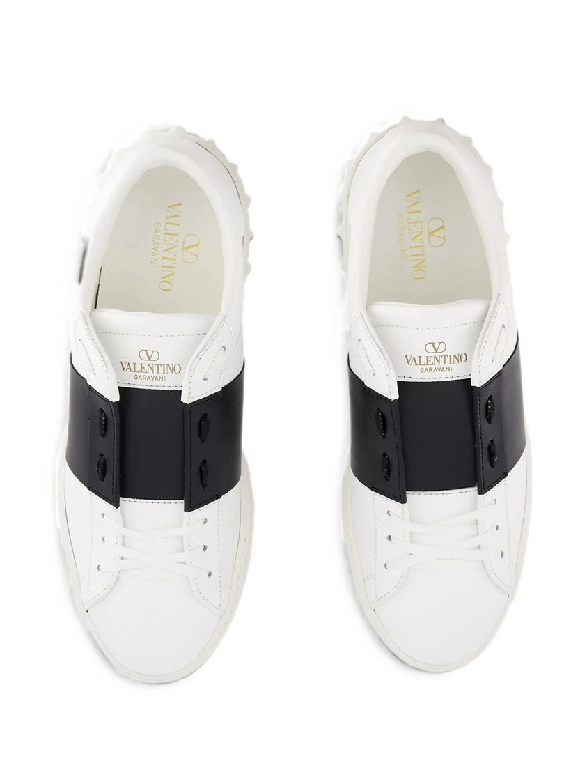 Valentino White Open Leather Black Sneakers