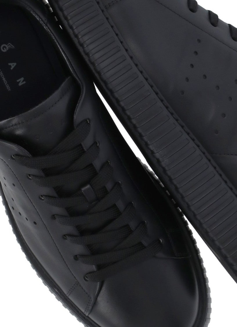 Hogan Black Monochromatic Smooth Leather Low-Top Sneakers