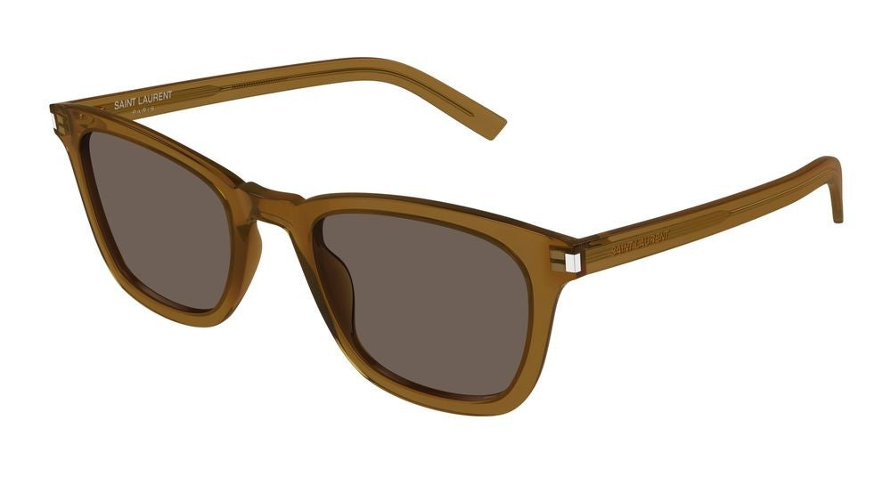Saint Laurent Brown Slim Square Acetate Sunglasses