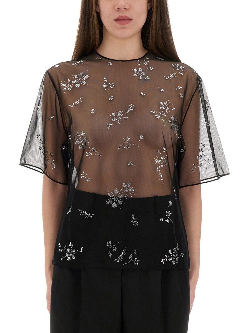 Rabanne Transparent Top With Delicate Floral Applications