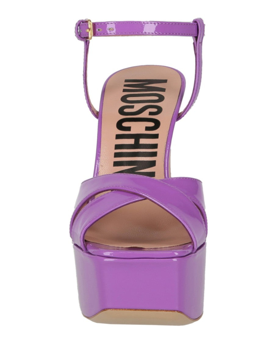 Moschino Patent Leather Platform Heeled Sandals