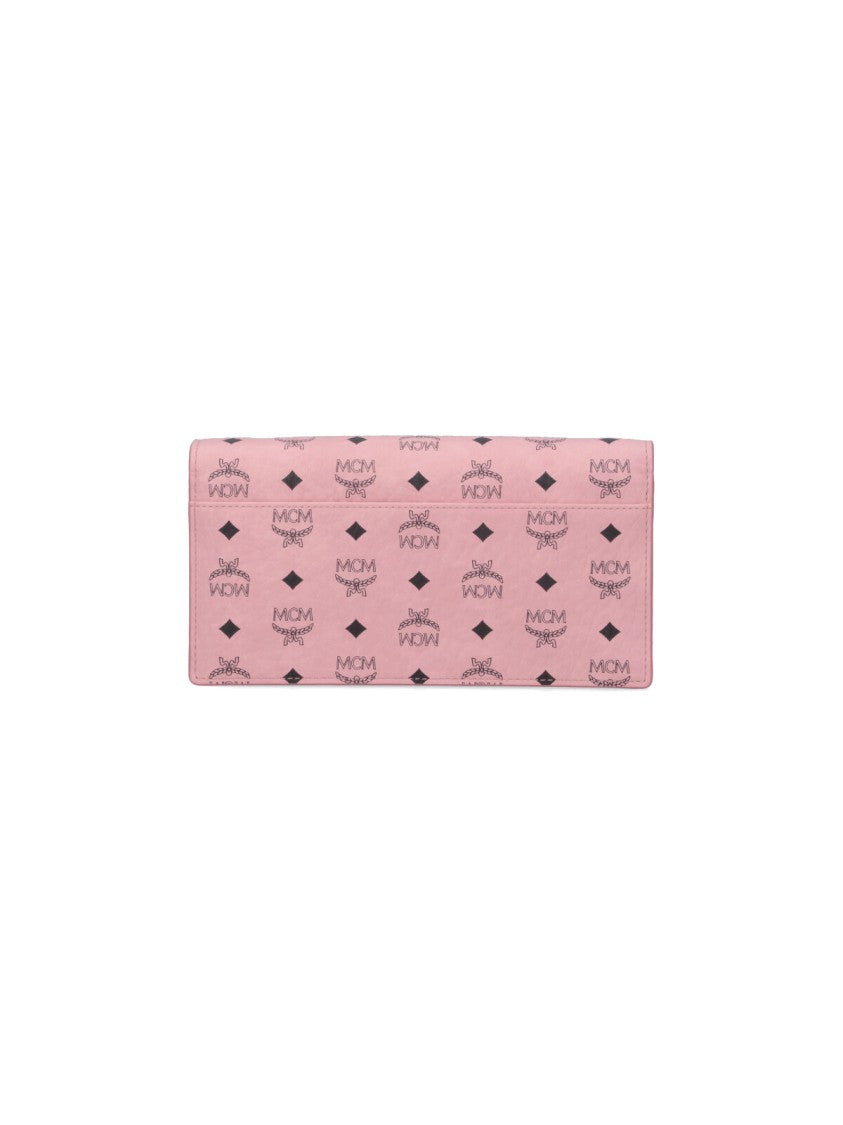 Mcm Large Wallet With Strap – Pink