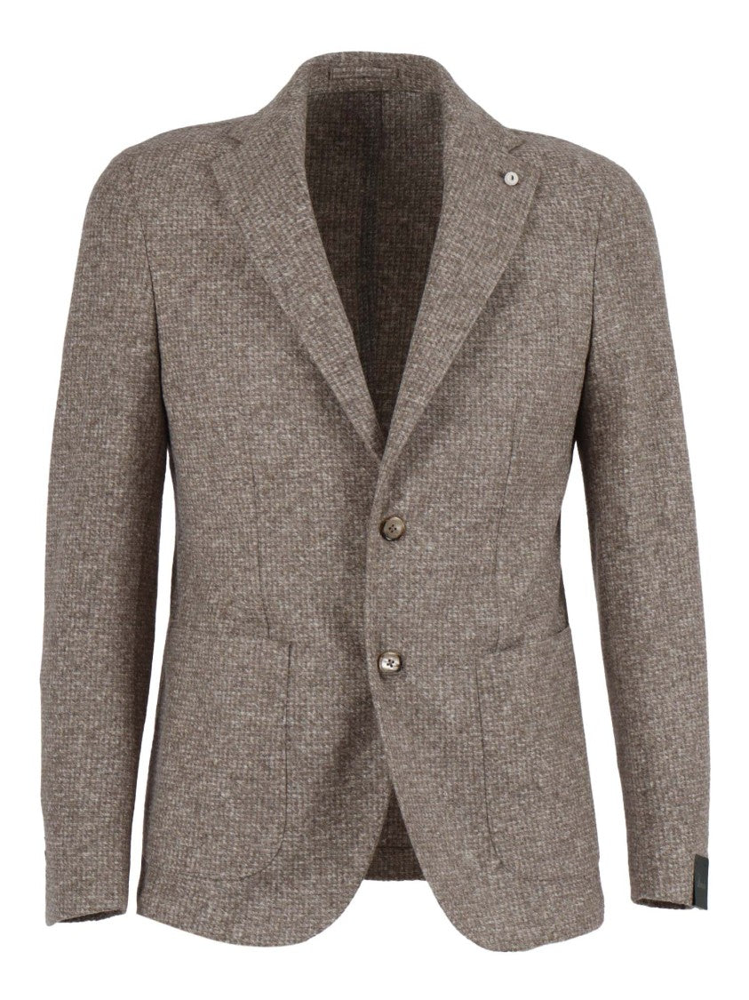 Brando-Lubiam Textured Fabric Tailored Blazer With Classic Notch Lapel