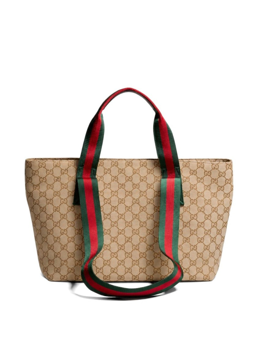 Gucci Rectangular Monogram Striped Handle Tote Bag