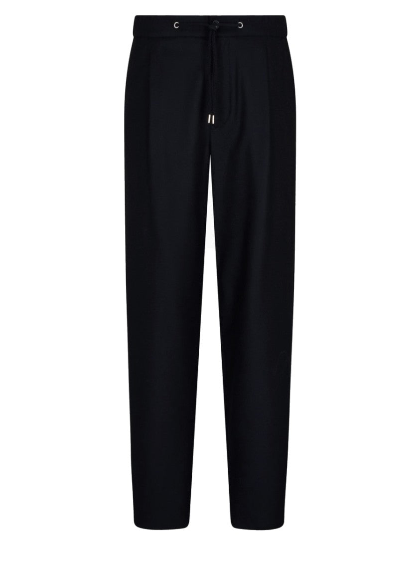 Giorgio Armani Relaxed Fit Black Cashmere Stretch Pants With Drawstring Waist