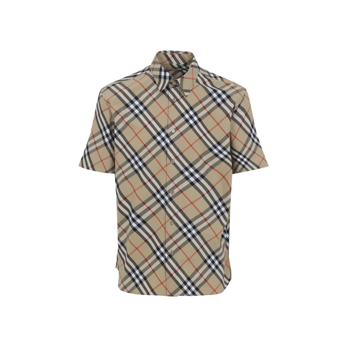 Burberry Short-Sleeved Check Pattern Shirt With Button-Down Front