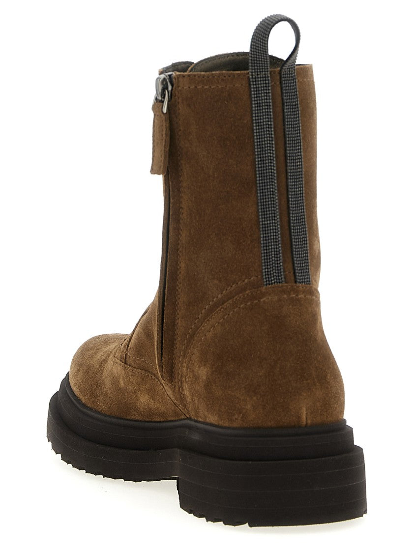 Brunello Cucinelli Monile Suede Combat Boots