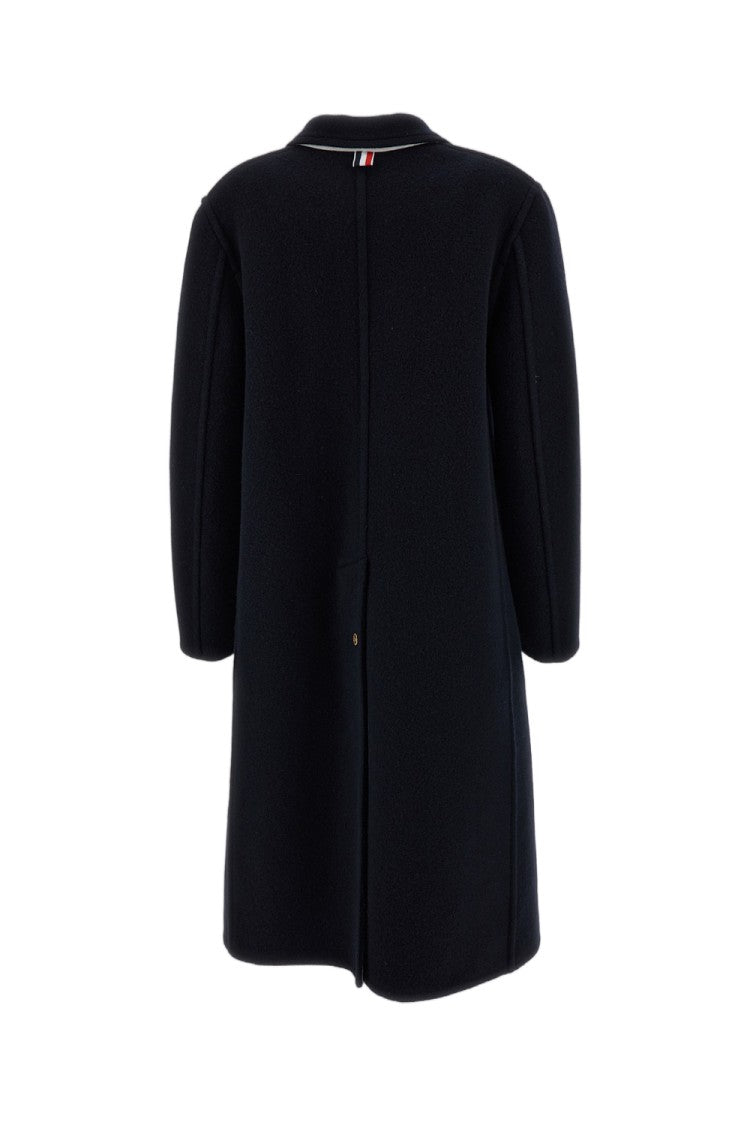 Thom Browne Blue Bell Sleeve Boiled Wool Overcoat