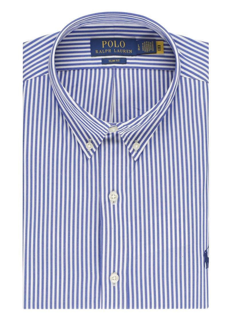 Polo Ralph Lauren Blue Striped Pony Slim-Fit Cotton Button-Down Shirt
