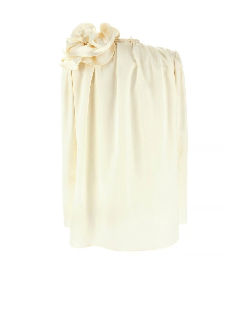Magda Butrym Flower Applique Blouse With Detachable Shoulder Pads