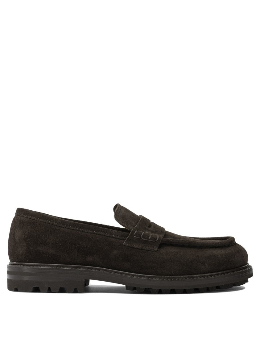 Henderson Baracco Suede Loafers With Penny Strap And Rubber Sole