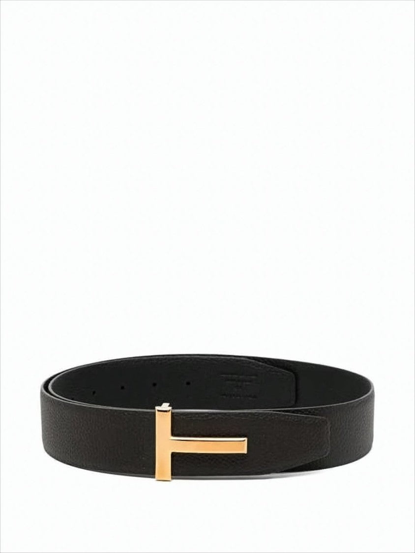 Tom Ford Textured Black Calf Leather Belt