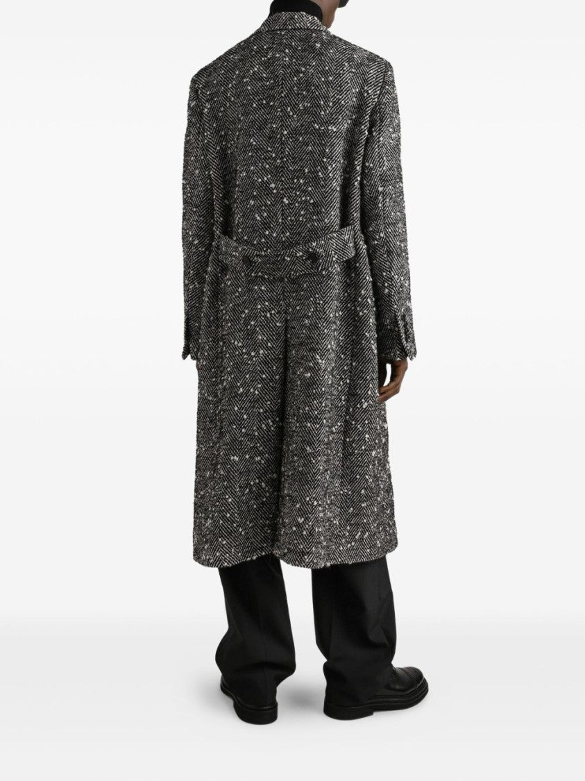 Dolce & Gabbana Herringbone Pattern Coat With Wide Lapels