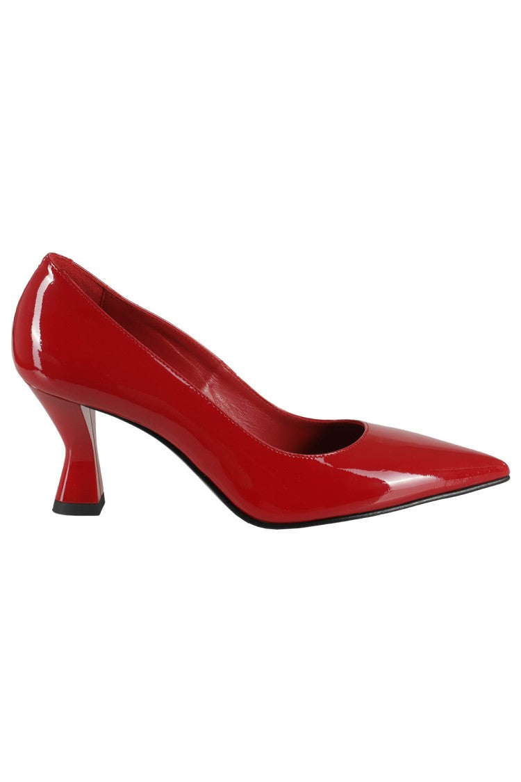 Giampaolo Viozzi Glossy Red Pointed-Toe Pumps With Pyramid Heel