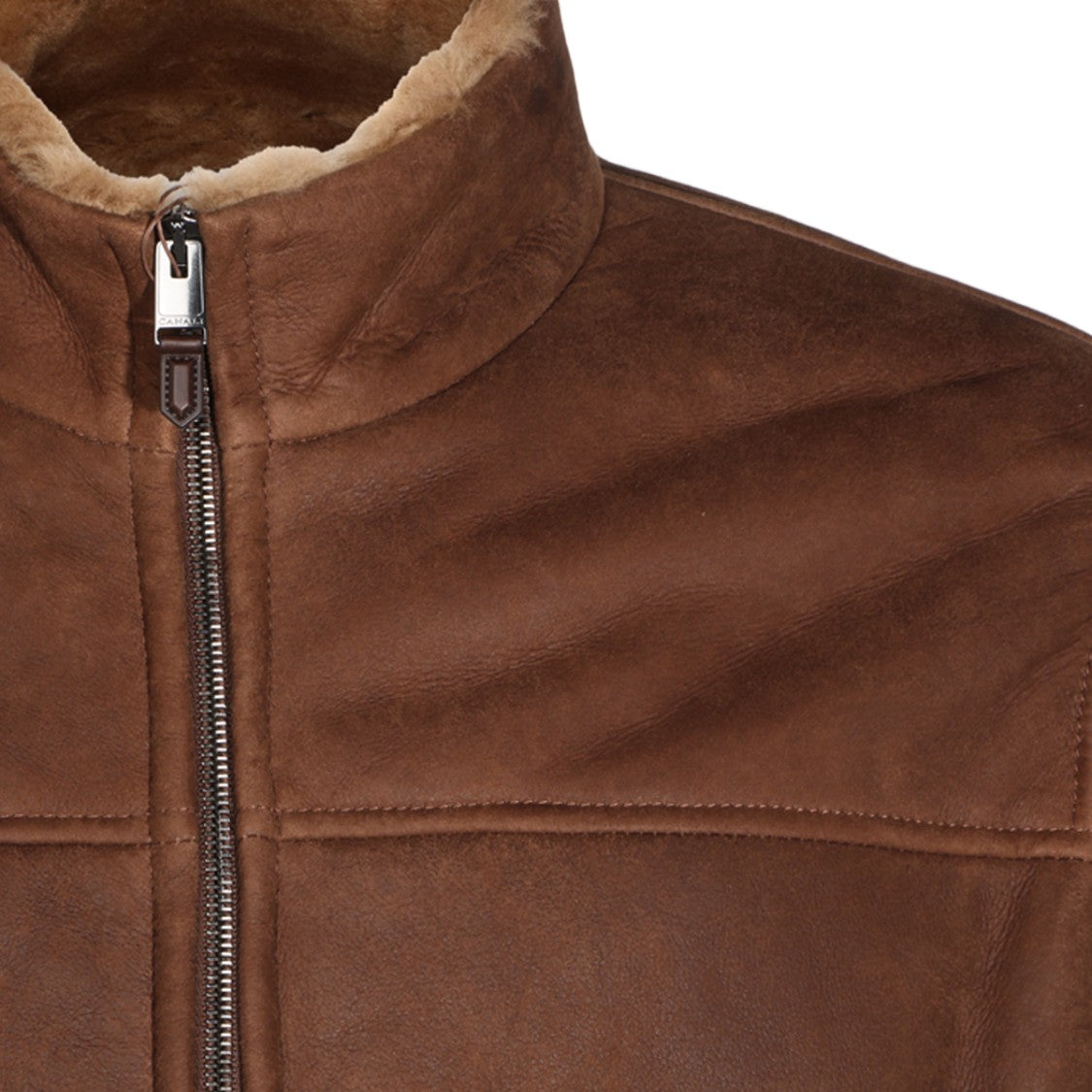 Canali Brown Suede Plush-Lined Jacket