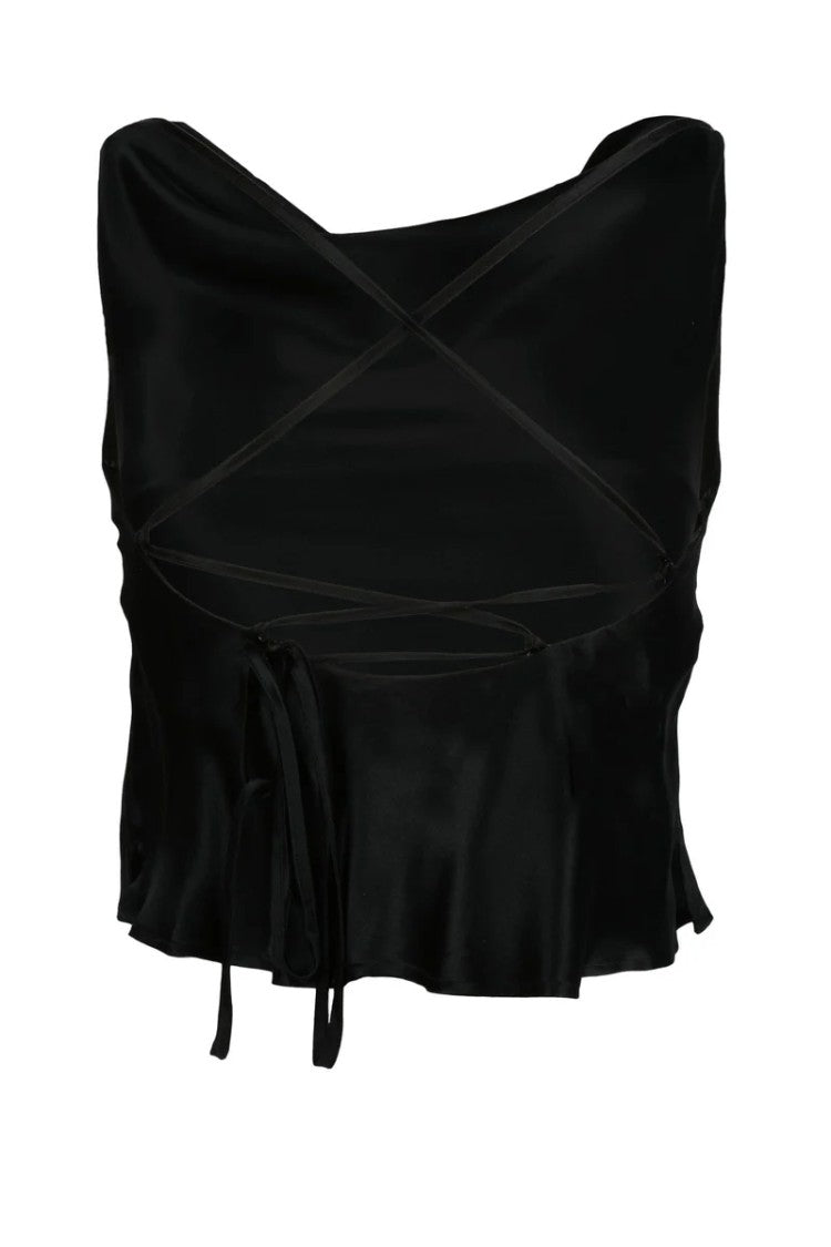 L Autre Chose Black Silk Top