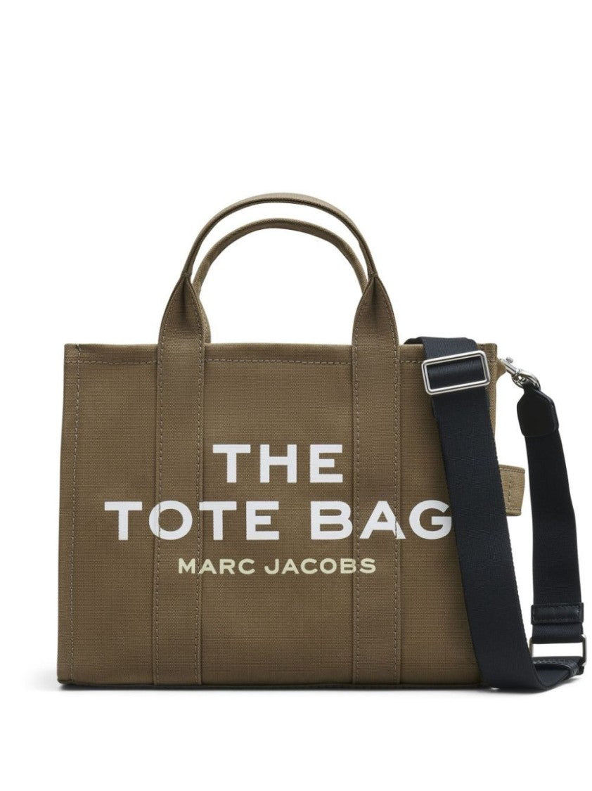 Marc Jacobs Slate Green Canvas Tote Bag With Logo Print
