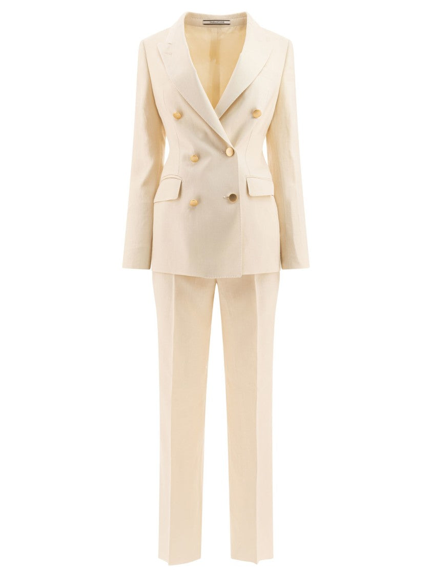 Tagliatore Beige Tailored Suit With Double-Breasted Blazer