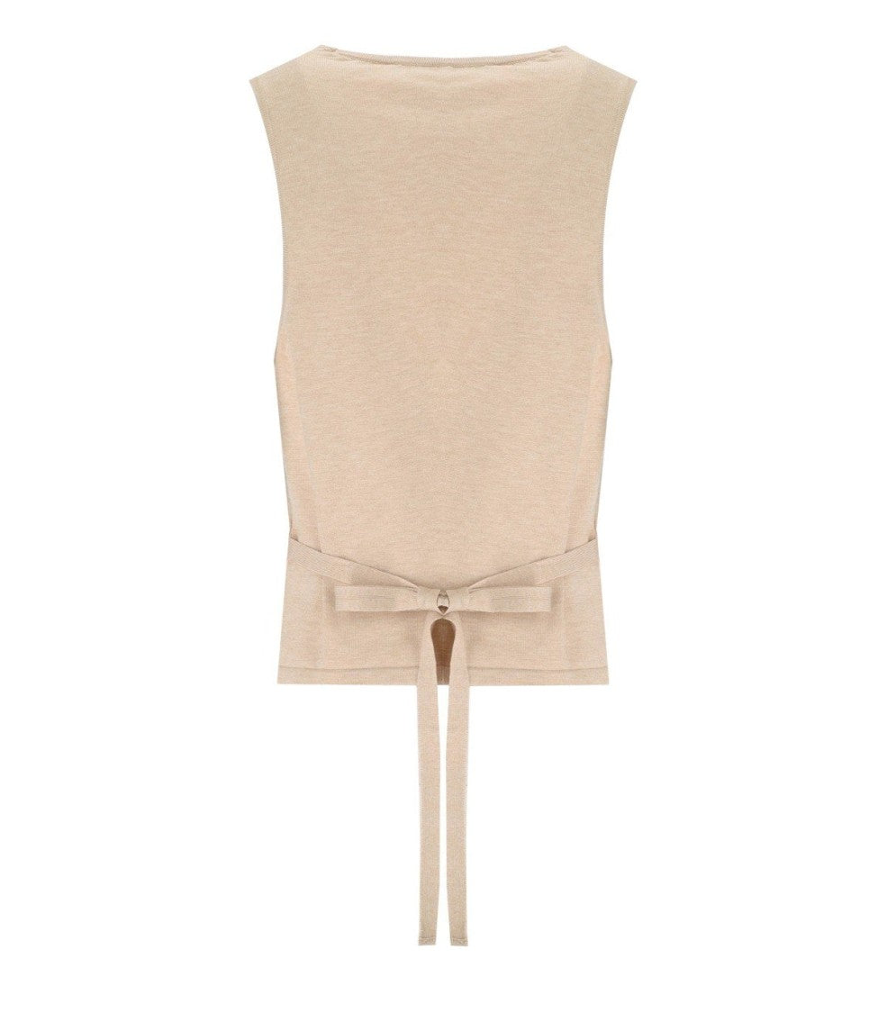 Federica Tosi Ecru Vest With Bow