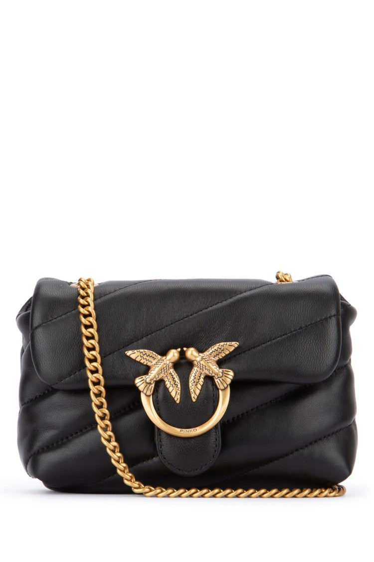Pinko Quilted Leather Crossbody Bag Emblem