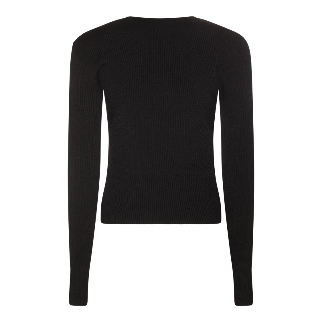 Alexander Mcqueen Black Wool Blend Jumper With Cut-Out Detail And V-Neck