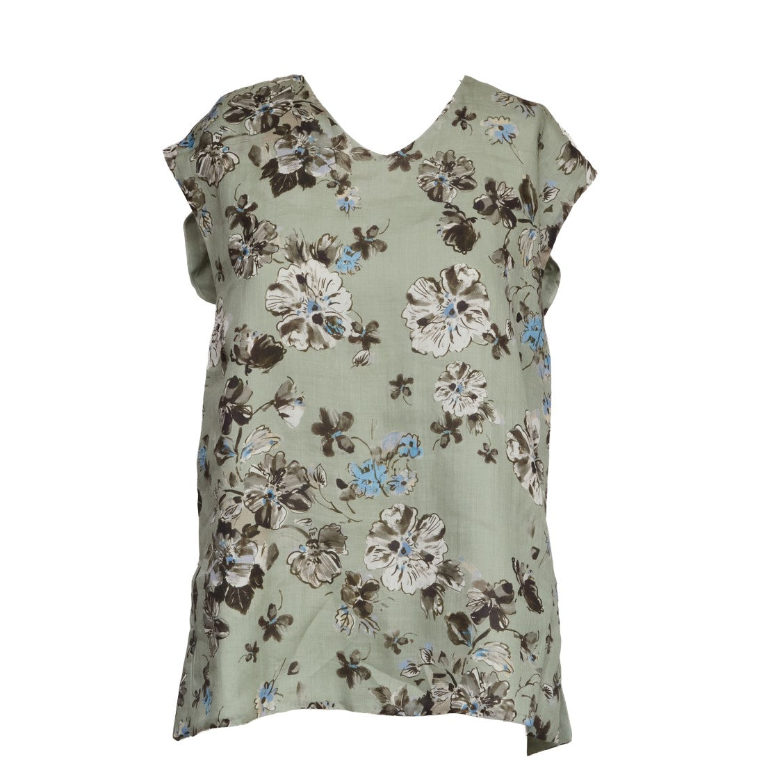 Max Mara Dorico Floral Print V Neck Top