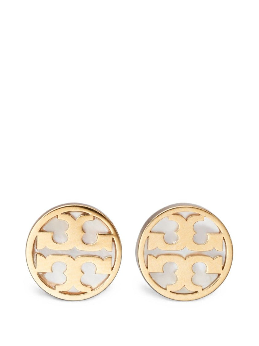 Tory Burch Mother Of Pearl Inlay Earrings With Gold-Plated Frame