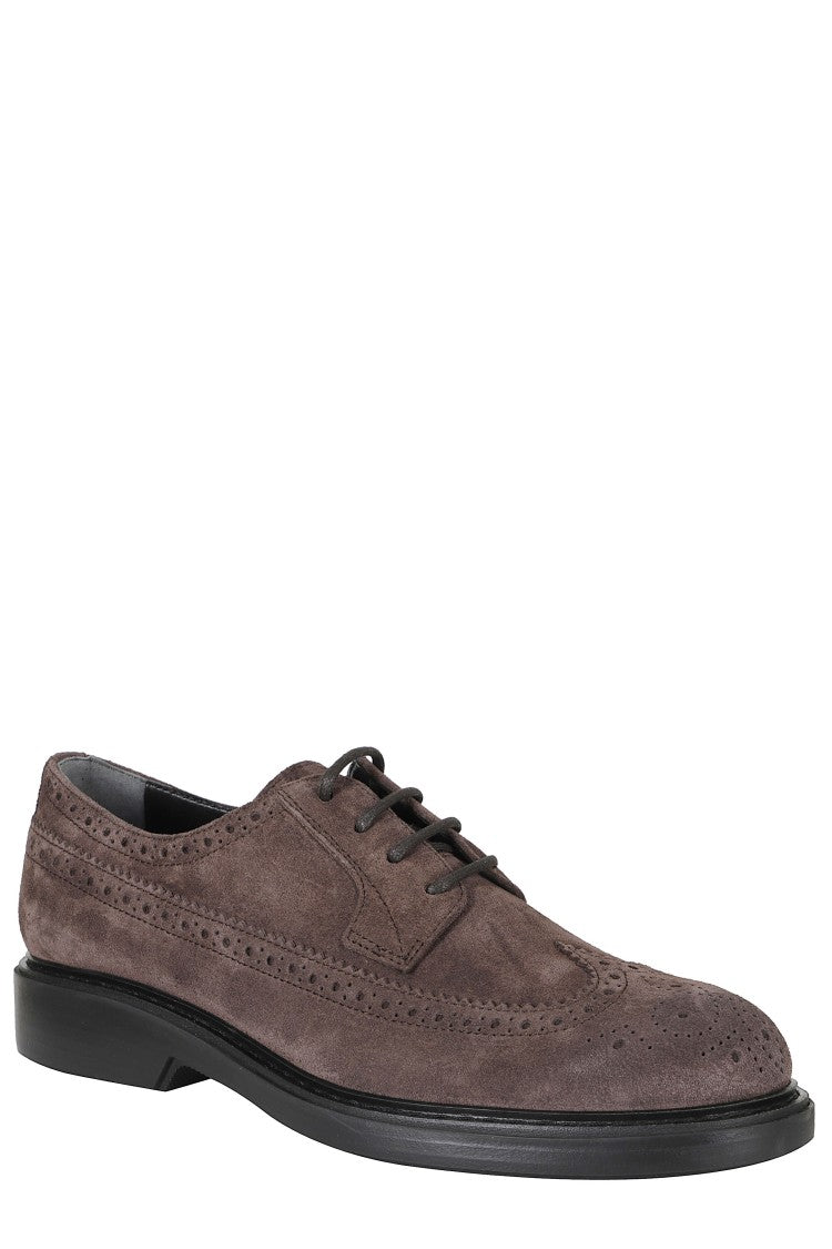 Hogan Brown H704 Perforated Embellishments Suede Brogues