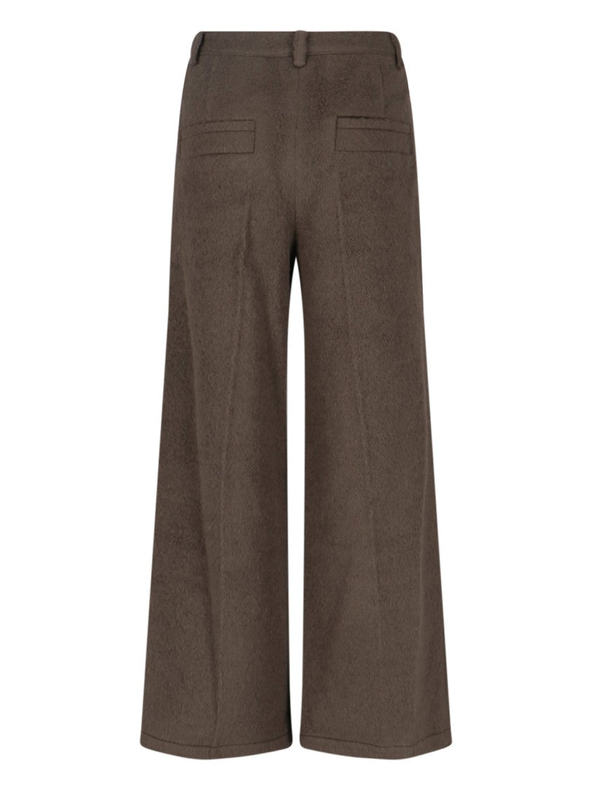 Low Classic Wool-Alpaca Pants – Brown