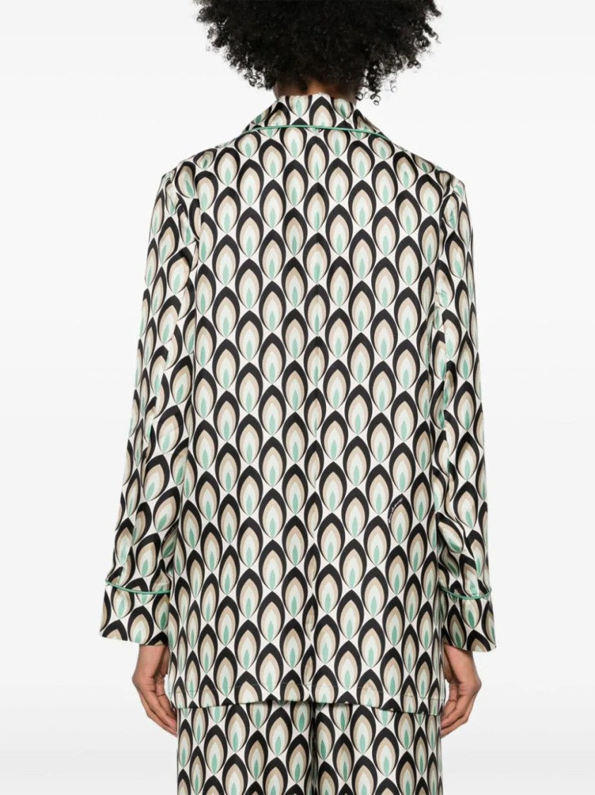 Lorena Antoniazzi Graphic-Print Silk Blazer