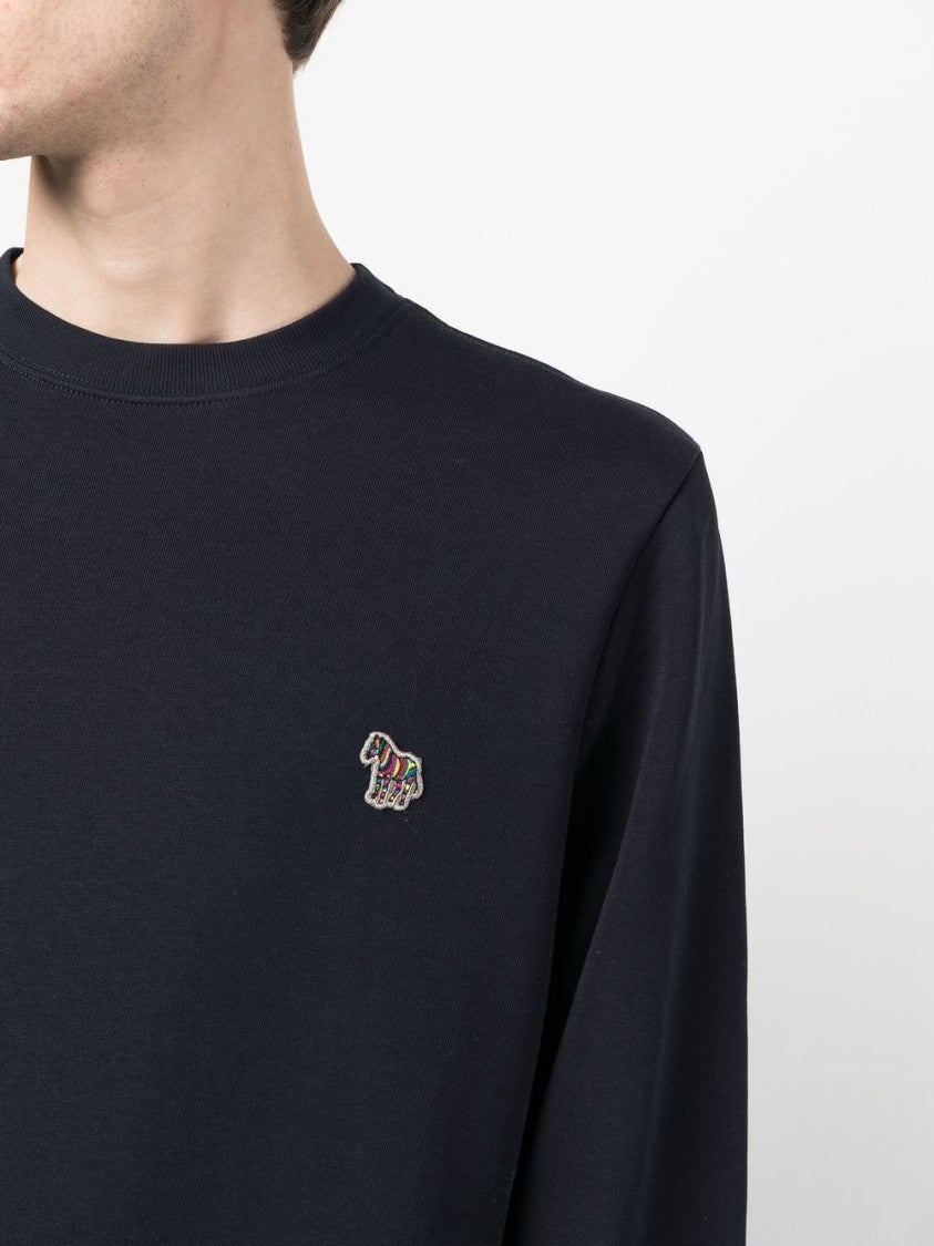 Paul Smith Navy Organic Cotton Sweatshirt With Zebra Motif
