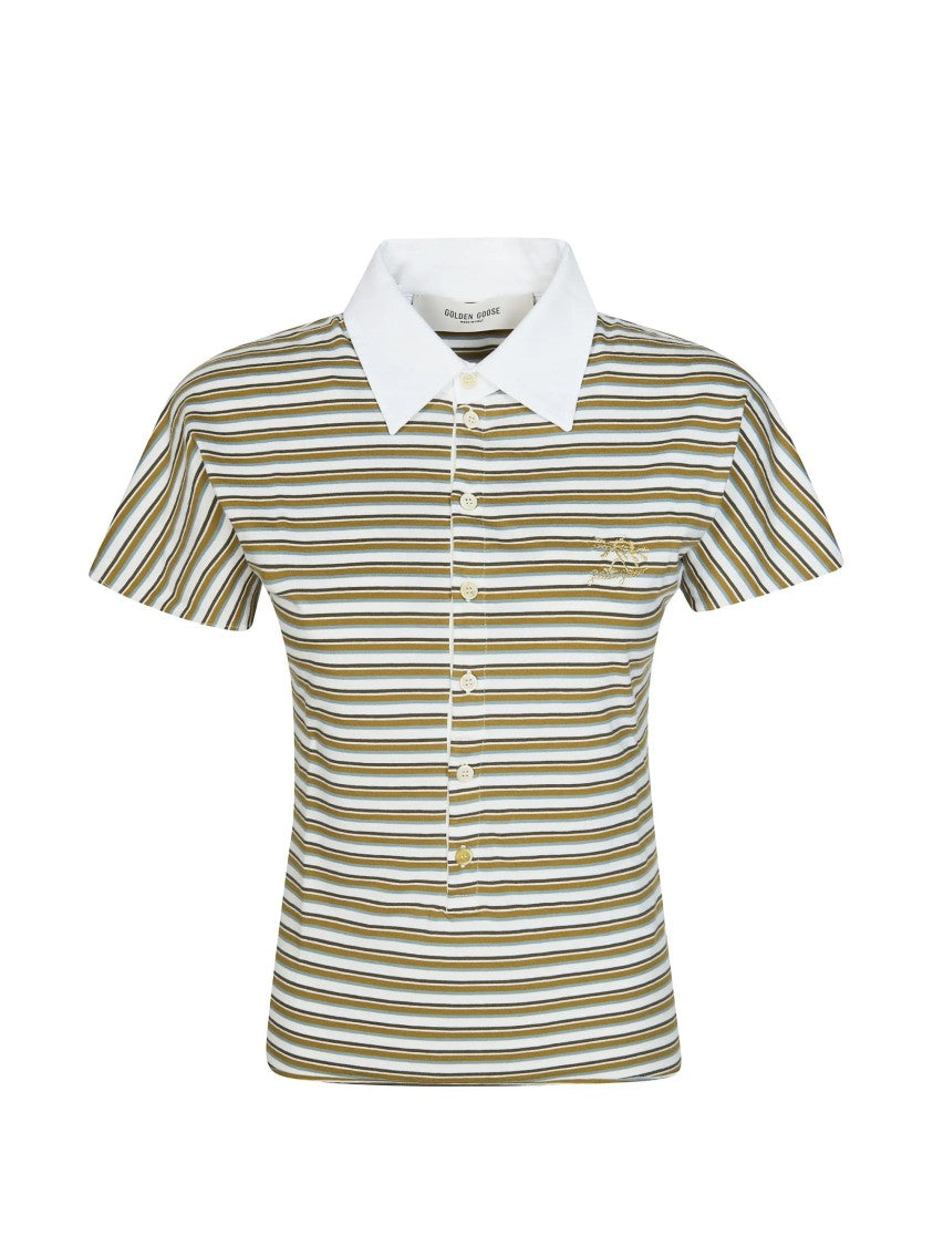 Golden Goose Multicolor Striped Pattern Polo Shirt