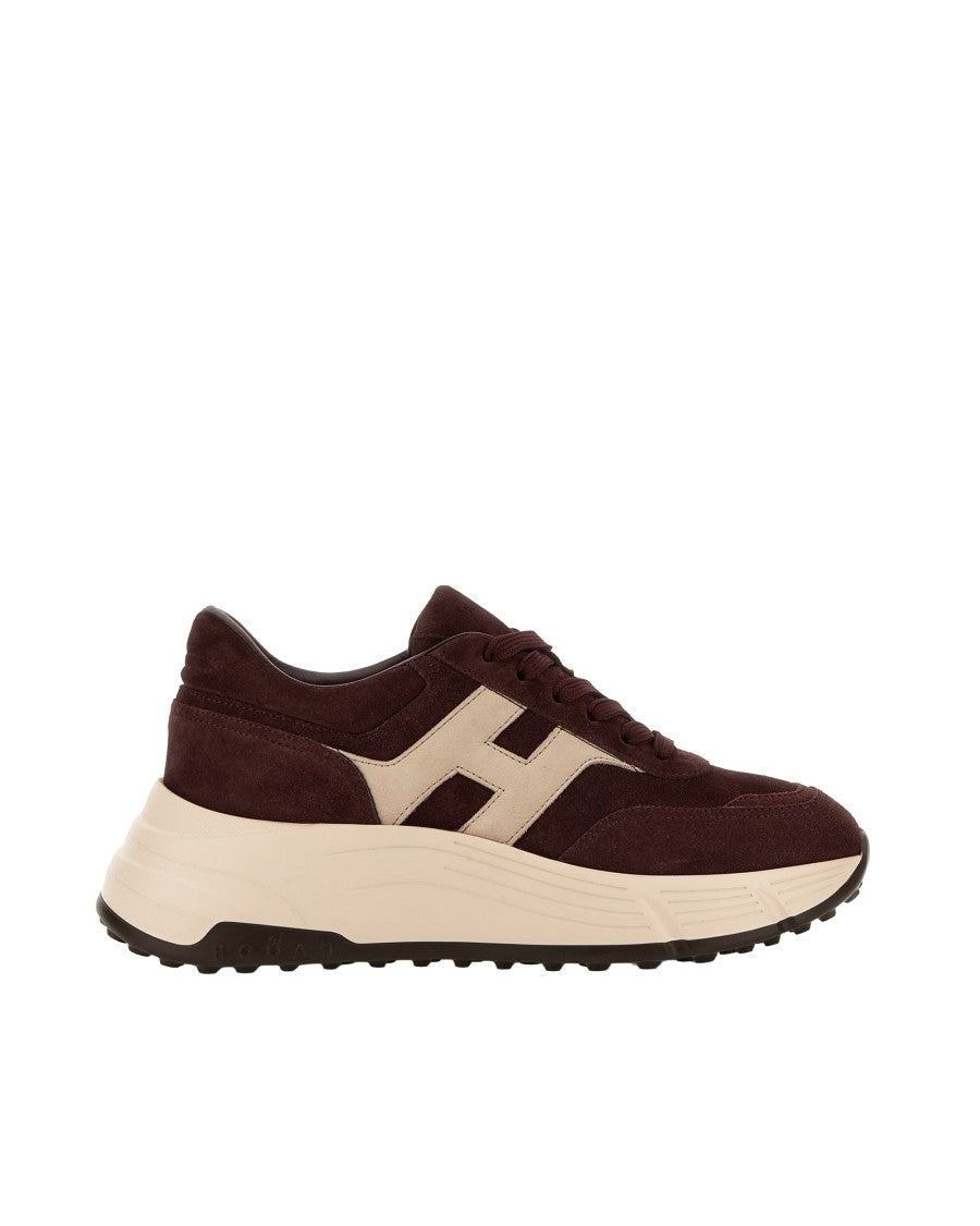 Hogan Brown Hi-Fi Suede Leather Sneakers