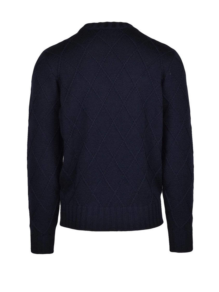 Filippo De Laurentiis Cable Knit Sweater With Diamond Pattern And Ribbed Details