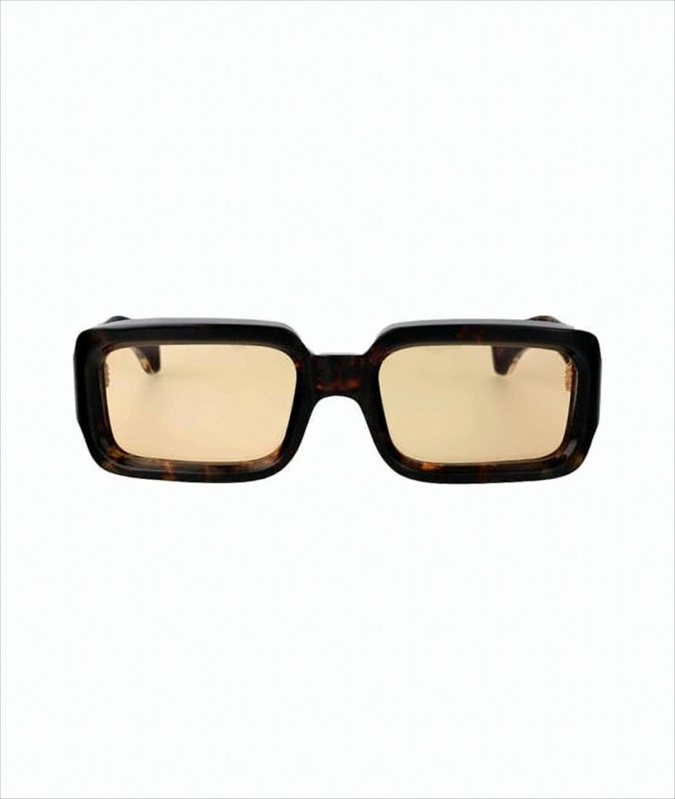Jacques Marie Mage Rectangular Tortoiseshell Acetate Sunglasses With Amber Lenses