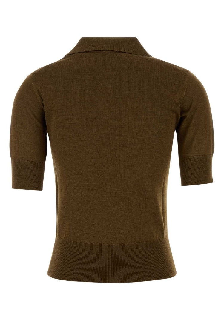 Ami Brown Wool Blend Polo Shirt