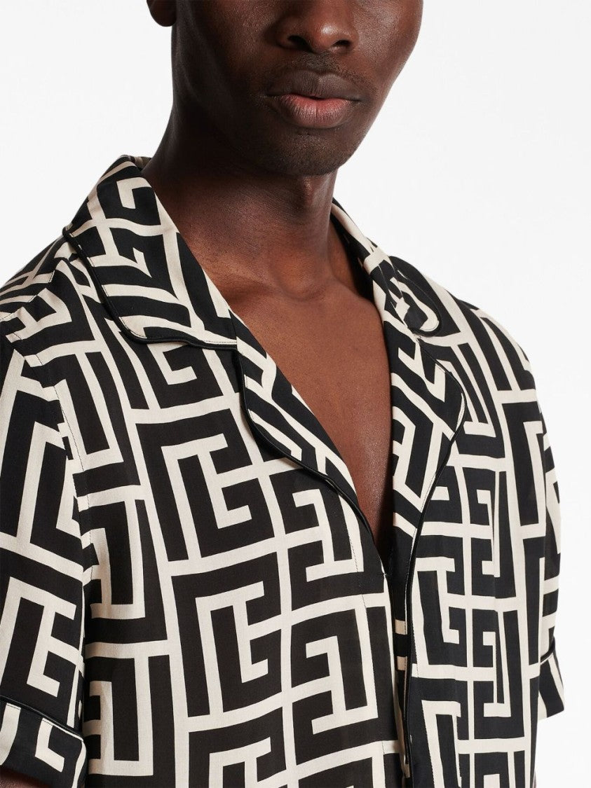Balmain Geometric Pattern Short-Sleeve Shirt