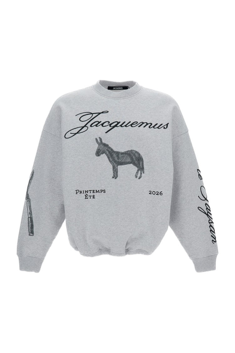 Jacquemus Oversized Crew Neck Sweatshirt With All-Over Embroidery