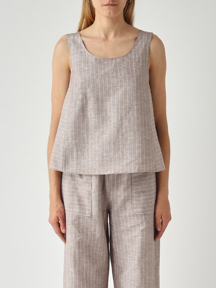Max Mara Sleeveless A-Line Top With Wide Scoop Neckline